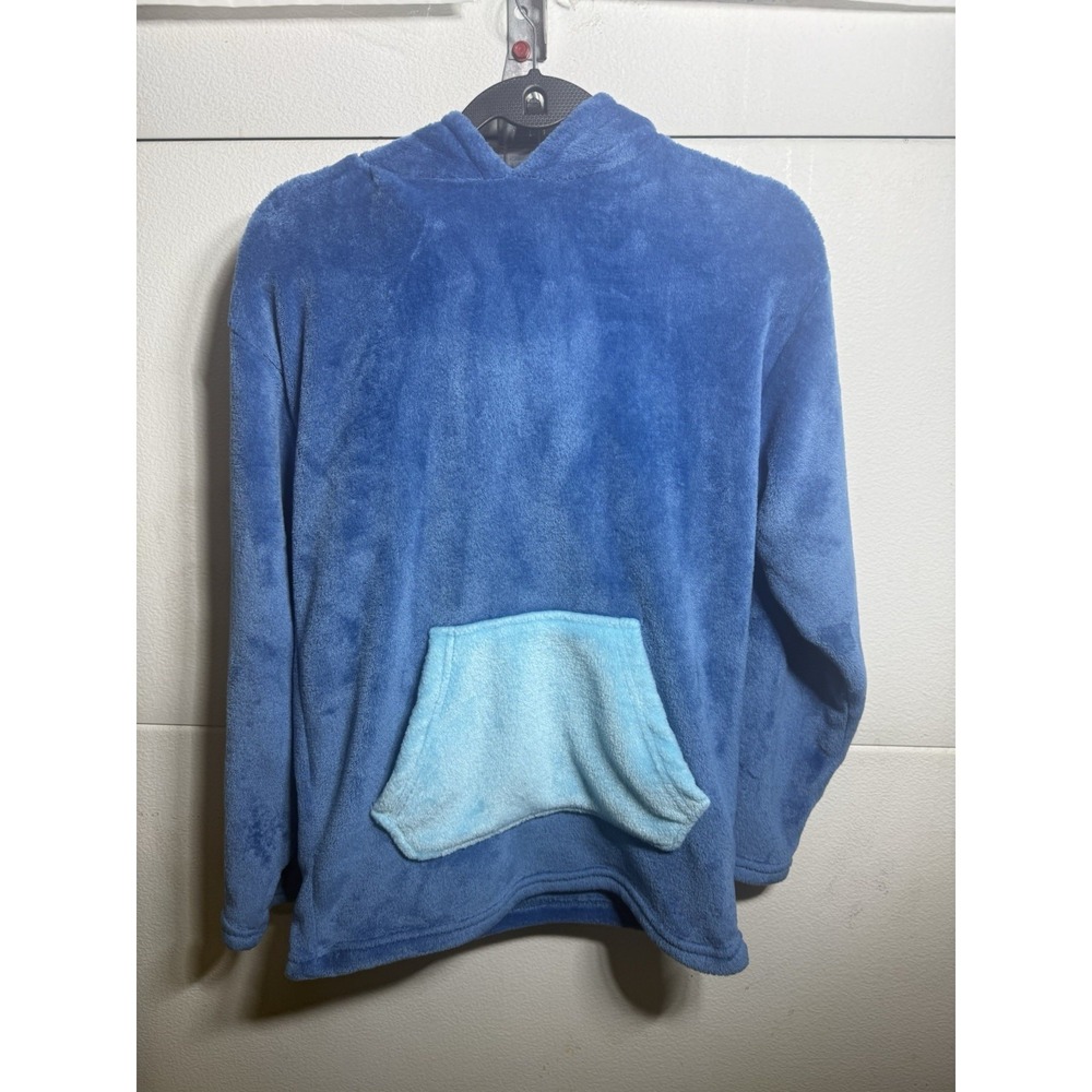 Disney Lilo & Stitch Blue Plush Fleece Character Hoodie with Ears Size Small